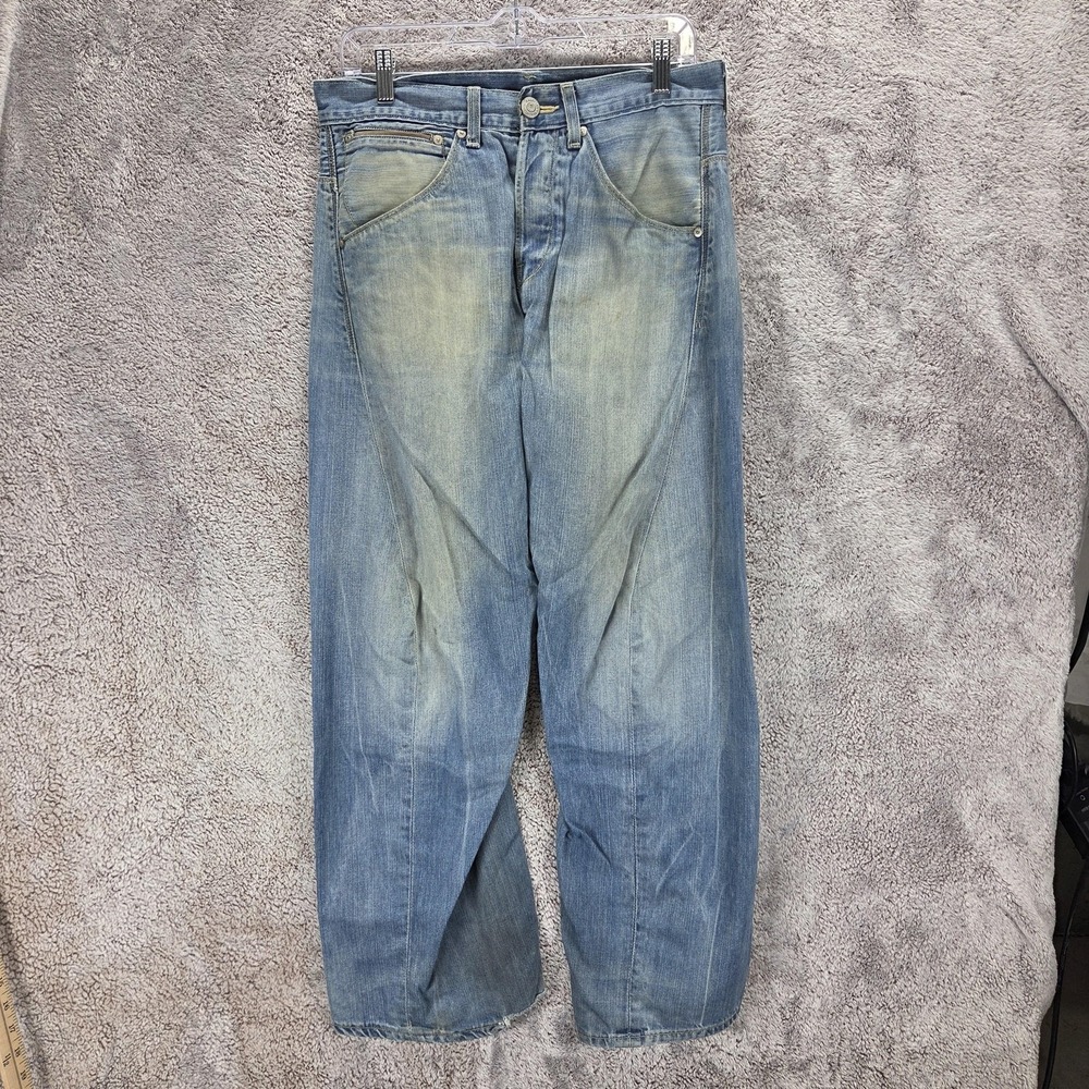Vintage Levis Engineered Jeans Mens 30x30 Blue Twisted Button Fly Light Wash